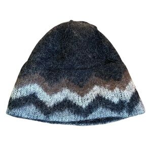 Icelandic Wool Winter Hat Cozy Zigzag Knit Beanie